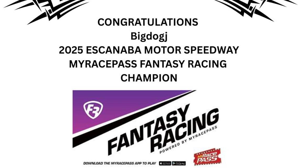 CONGRATULATIONS 2025 MYRACEPASS FANTASY RACING WINNER