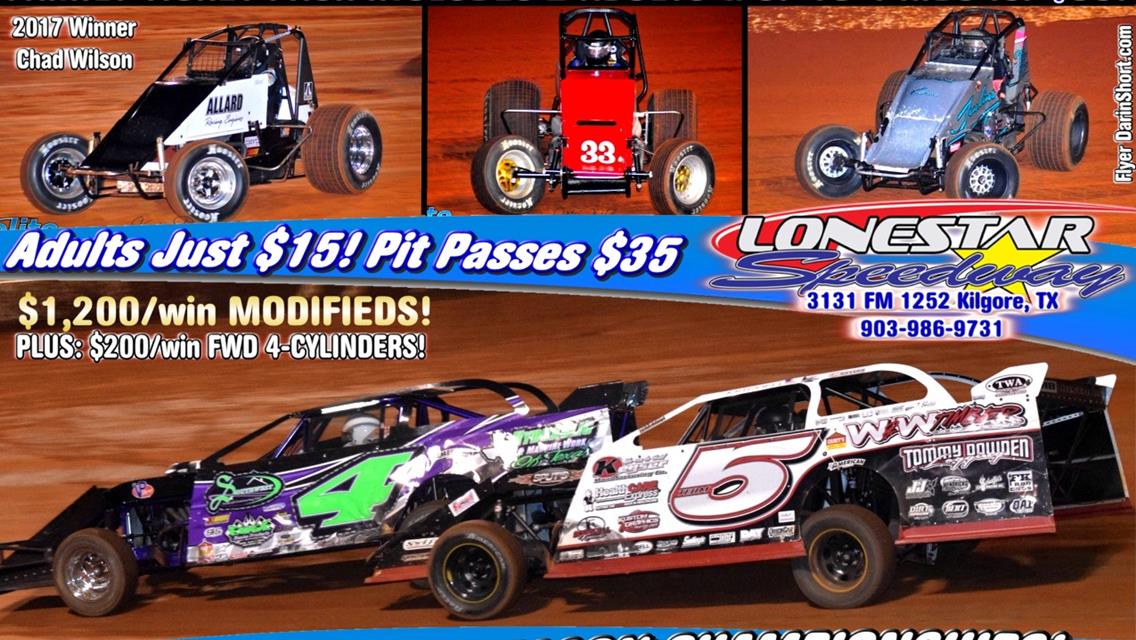 LONESTAR DOUBLEHEADER PAIRS NON-WINGED SPRINTS &amp; TRACK CHAMPS on the HIGH BANKS - SATURDAY, NOVEMBER 10th at 6PM!