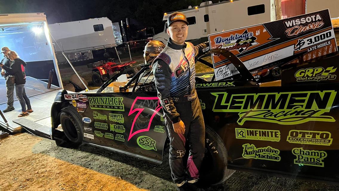 Jesse Glenz parks Late Model in victory lane at Grand Rapids