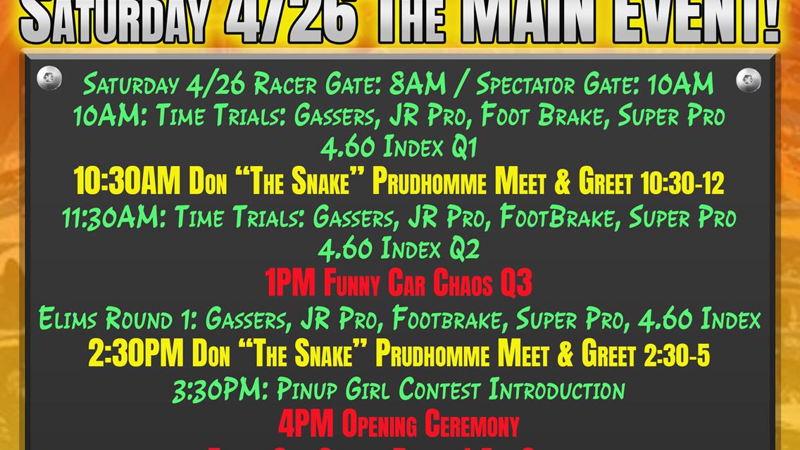 60th Anniversary Event includes Funny Car Chaos, &quot;The Snake&quot; and Pinup Girl Contest