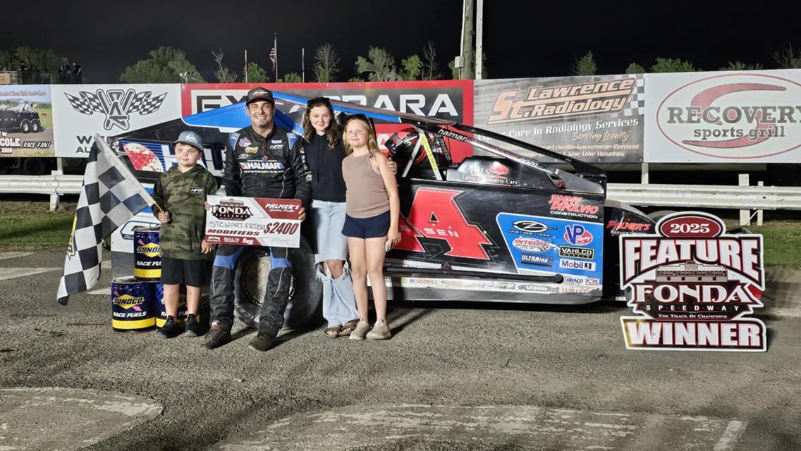 FRIESEN TIES DAVE LAPE ON THE FONDA SPEEDWAY ALL-TIME WIN LIST WITH 0.008 SEC WIN OVER YANKOWSKI