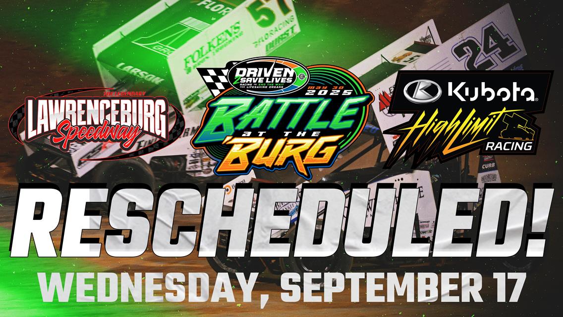 RESCHEDULED: High Limit Returns to Lawrenceburg on Wednesday, September 17 for Driven2SaveLives Battle at the &#39;Burg