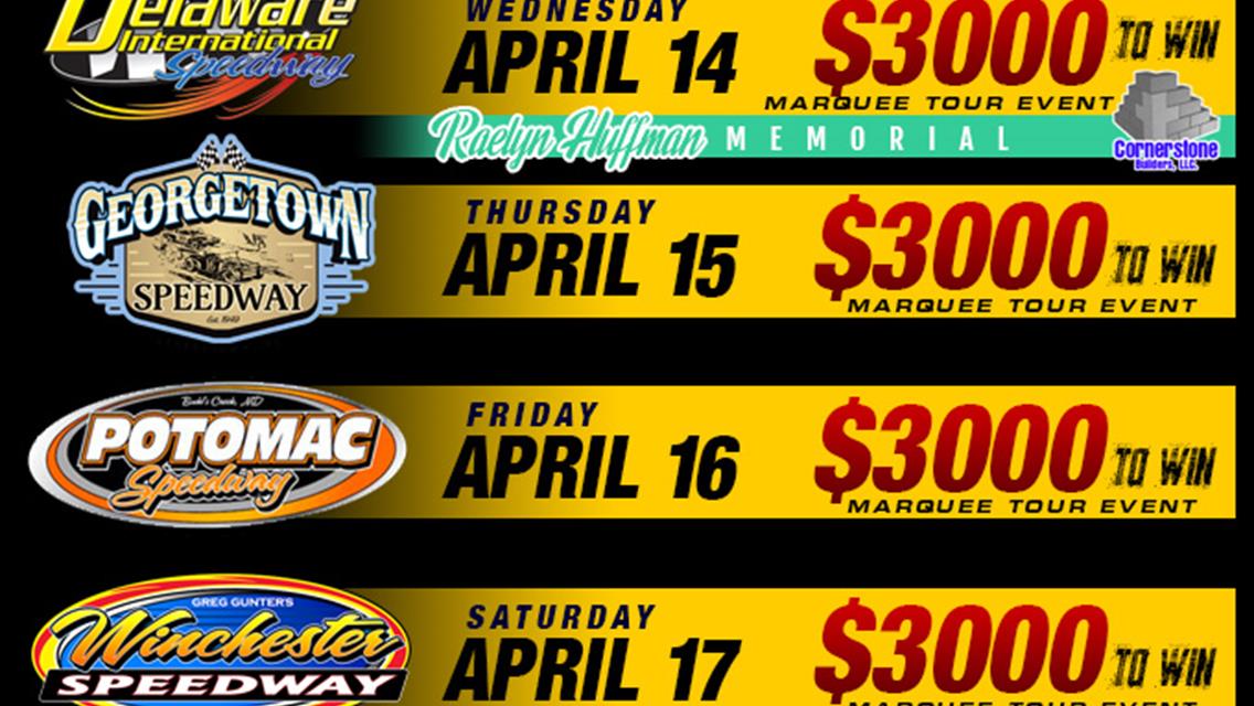 &quot;BATTLE OF THE BAY&quot; SPEEDWEEK FOR PACE RUSH LATE MODELS SET TO KICKOFF THE $12,000 TO-WIN FLYNN&#39;S TIRE/BORN2RUN TOUR CHAMPIONSHIP APRIL 14-17 AT DELAW