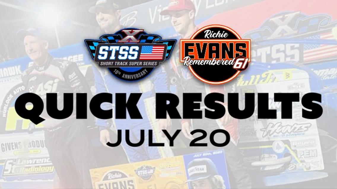 RICHIE EVANS REMEMBERED 61™ RESULTS SUMMARY  UTICA-ROME SPEEDWAY THURSDAY, JULY 20, 2023
