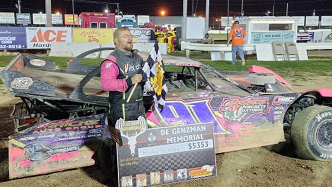 Schenk gets thrilling late race late model win; Valenti defends home turf in truck/stocks