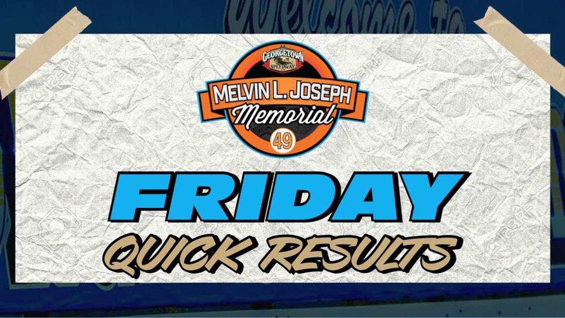 MELVIN L. JOSEPH MEMORIAL RESULTS SUMMARY â€“ GEORGETOWN SPEEDWAY FRIDAY, MARCH 12