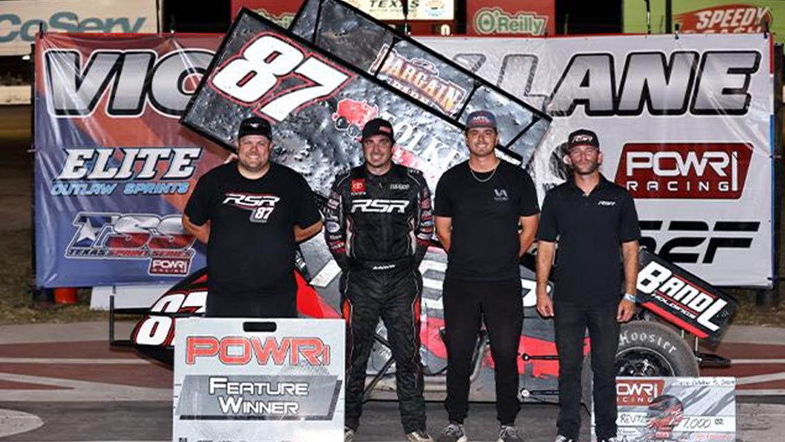 Aaron Reutzel Repeats Victory with POWRi 410 Outlaw Sprints at Texas Motor Speedway Dirt Track