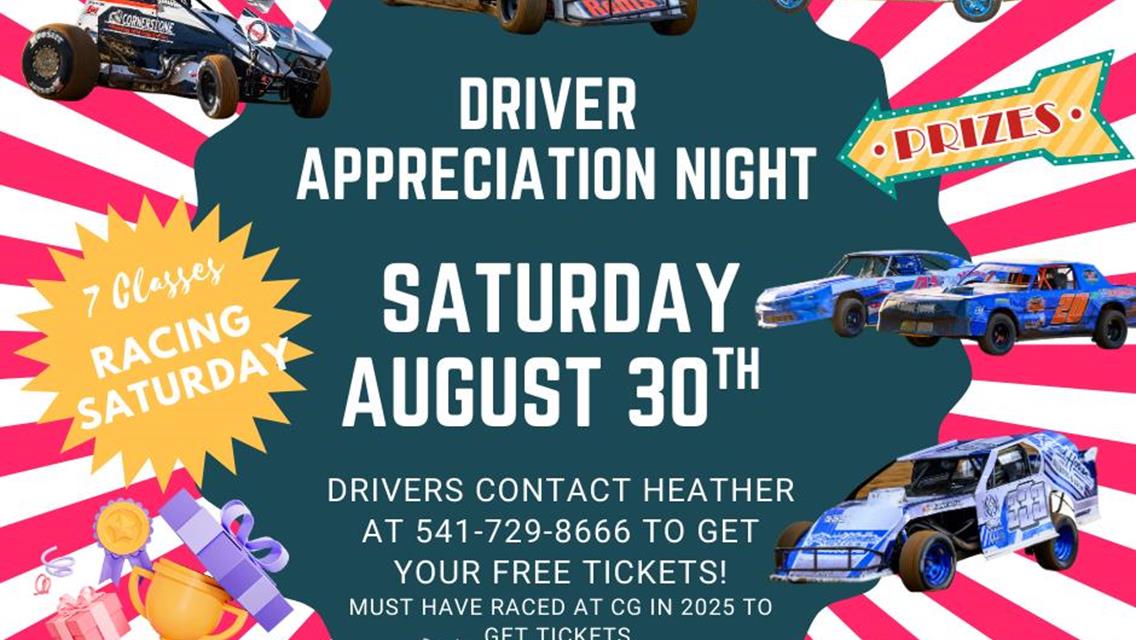 DRIVER APPRECIATION NIGHT UP NEXT AT COTTAGE GROVE SPEEDWAY!!
