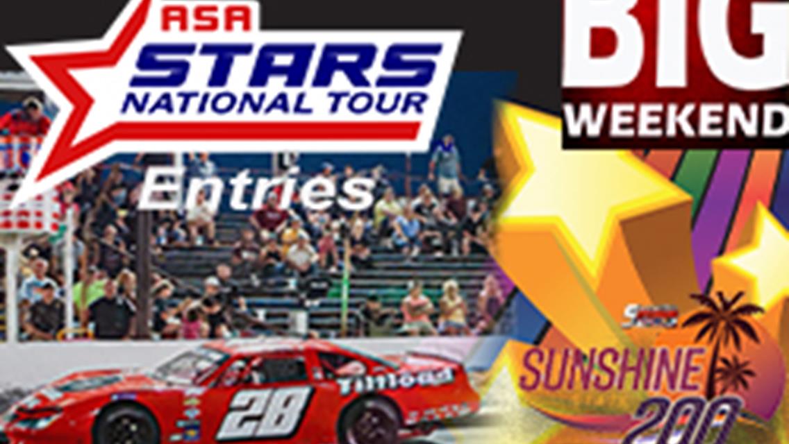 Early Entries in ASA Stars 200 On Sunday March 24th