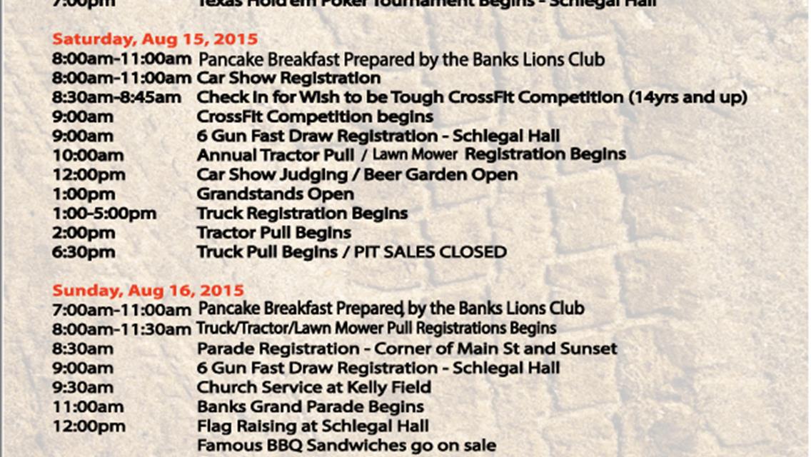 Banks Tractor &amp; Truck Pull Weekend Information