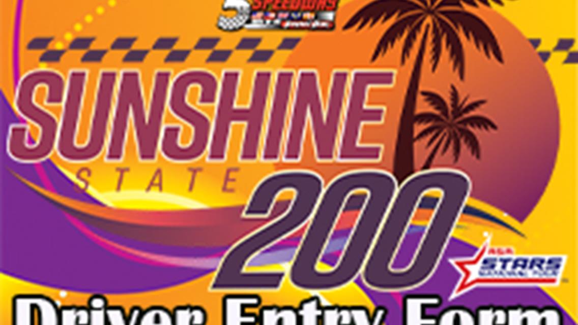 ASA Sunshine State 200 Entry Form Info; Pays $20,000 to Win.