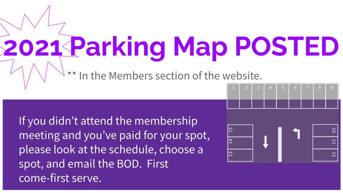 2021 Parking Map posted on the Members section of the website!