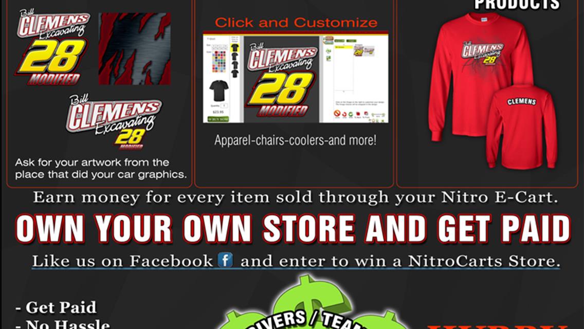 Online Merchandise offered to Drivers and Tracks