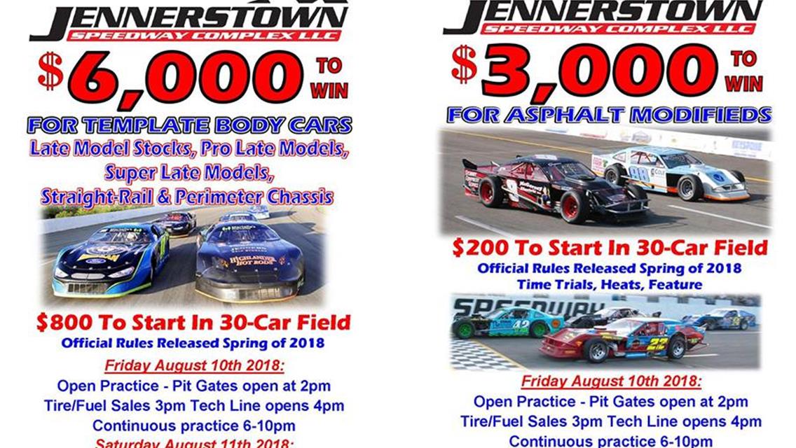 Jennerstown Speedway Complex To Host National Late Model Event