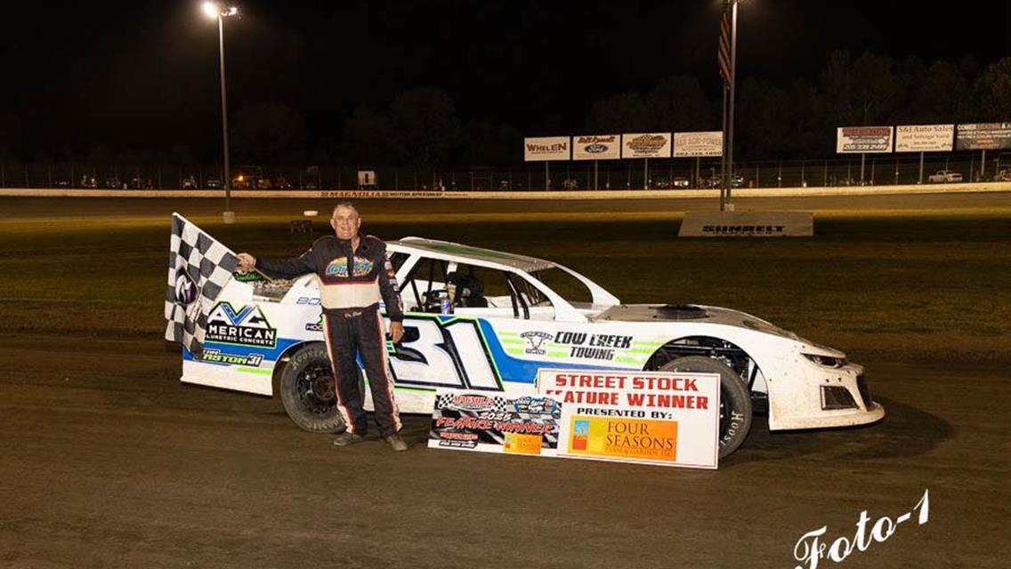 Dr. Dirt Johnny Stokes added a Street Stock victory at Magnolia Motor Speedway on Saturday, August 23.