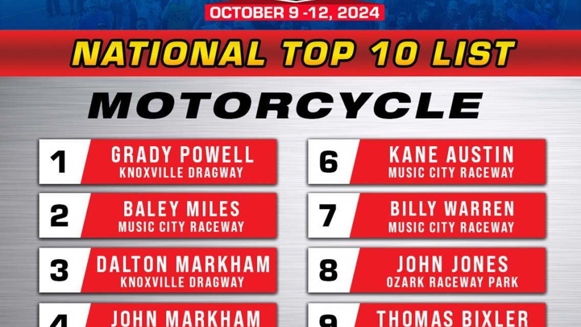 Tennessee Riders Highlight IHRA Summit SuperSeries Motorcycle National Top 10 List