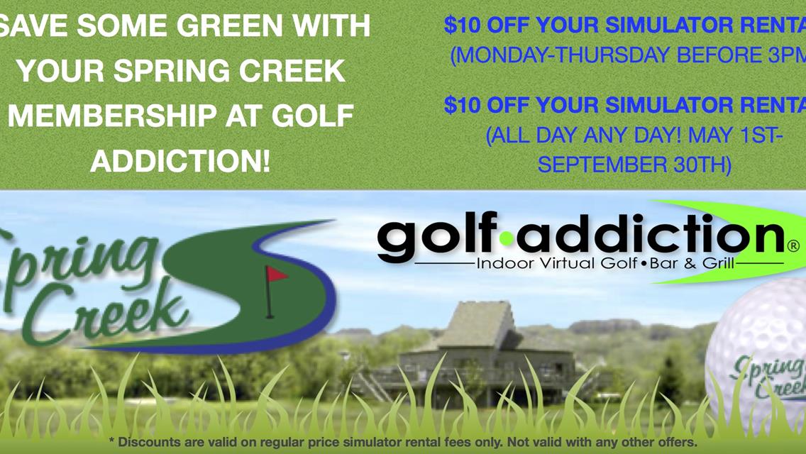 Discounted Rates at Spring Creek for Golf Addiction Reward Card Holders!