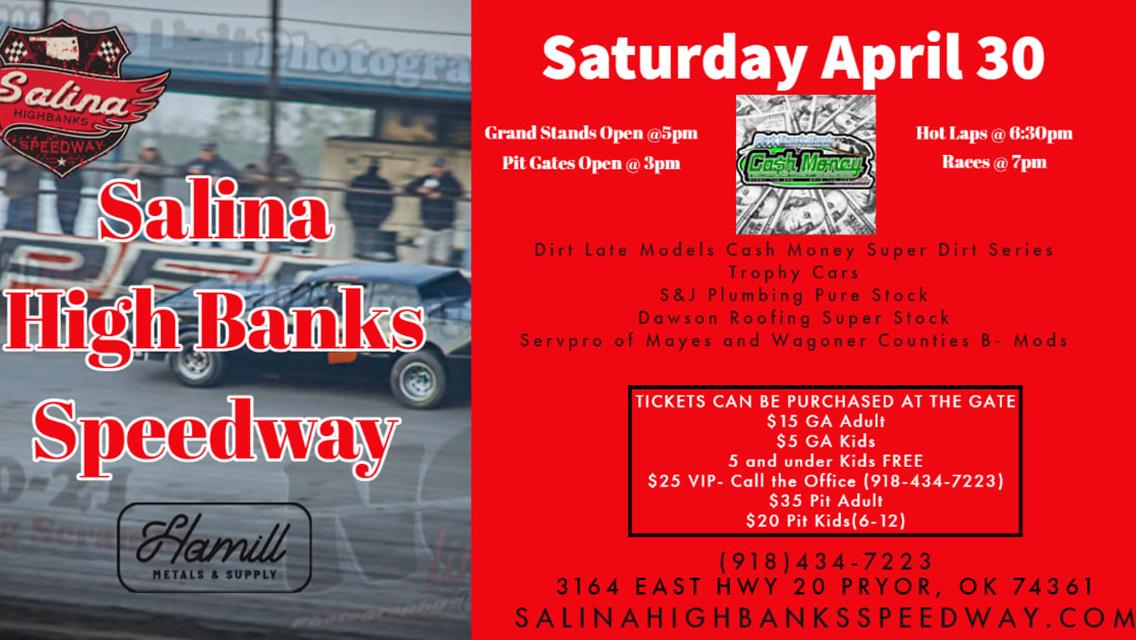 Don&#39;t Miss this Saturday, April 30th Cash Money Late Models
