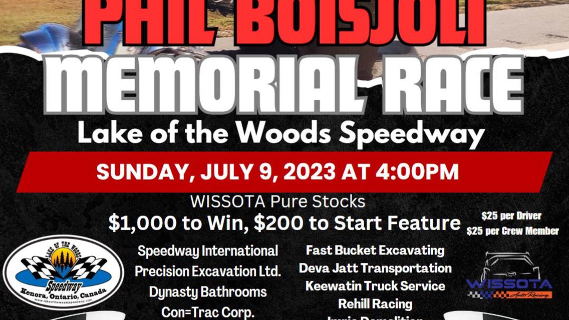CANCELLED AND MOVED to AUGUST 6 - Phil Boisjoli Memorial Race