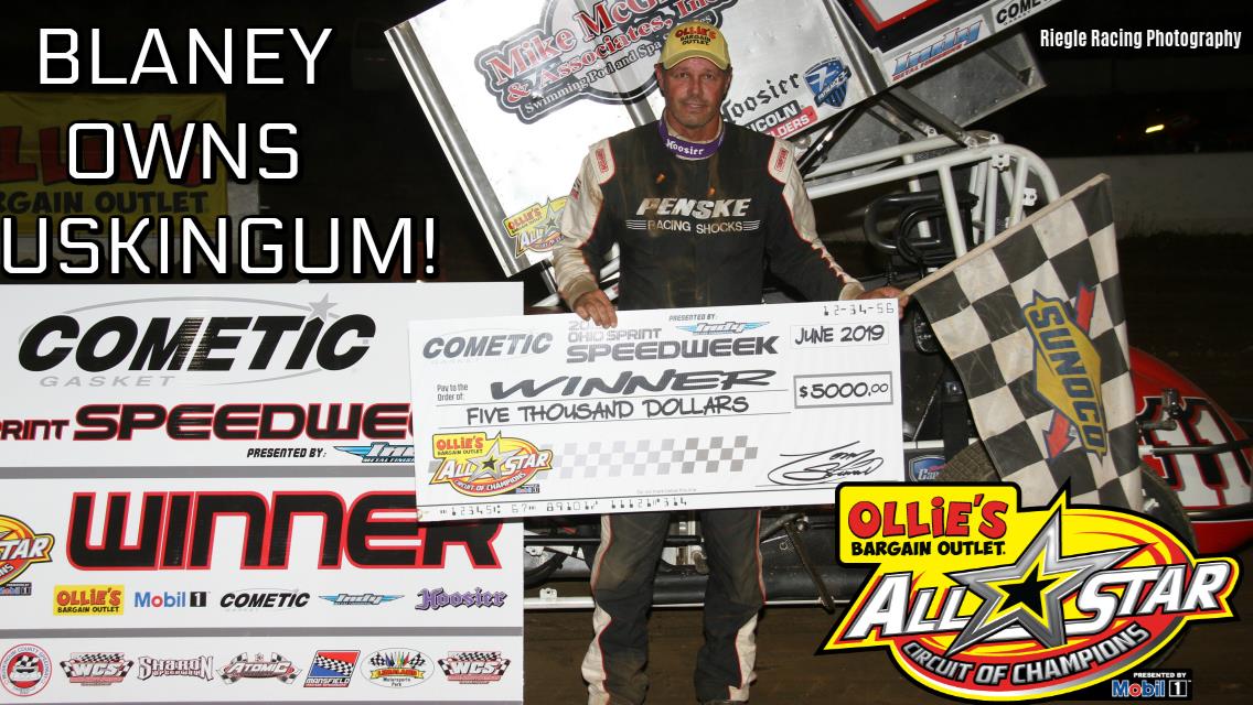 Dale Blaney holds off Scelzi and Larson for Cometic Gasket Ohio Sprint Speedweek presented by Indy Metal Finishing victory at Muskingum County