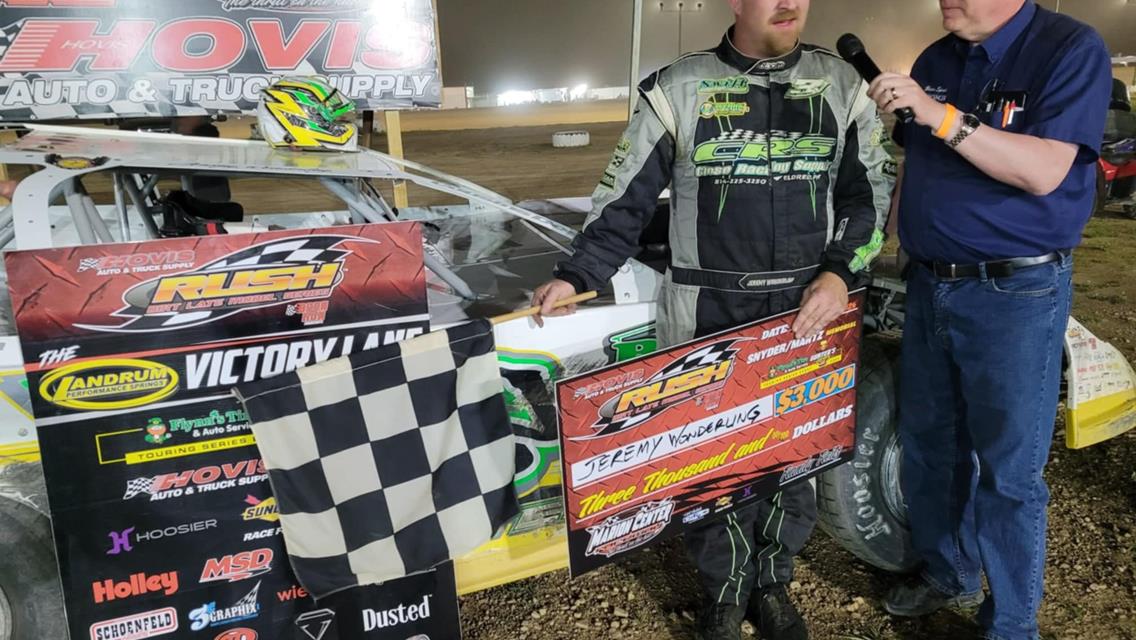 JEREMY WONDERLING OUT-DUELS BROCK PINKEROUS TO REMAIN UNDEFEATED AT MARION CENTER IN HOVIS RUSH LATE MODEL FLYNN&#39;S TIRE/GUNTER&#39;S HONEY TOUR EVENTS WIT