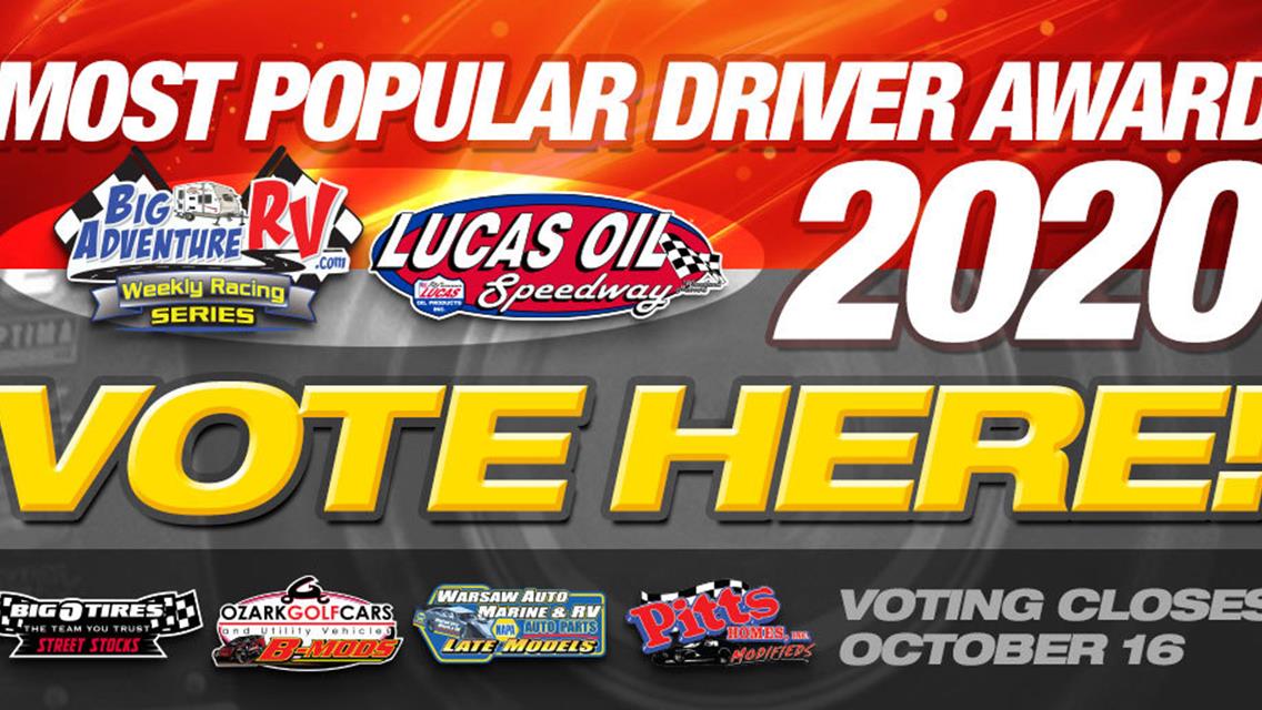 Fan voting underway for Lucas Oil Speedway&#39;s annual Most Popular Driver Award