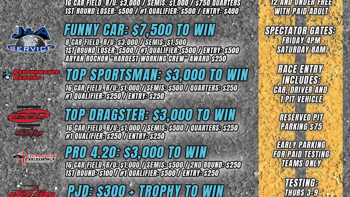 Summer Smackdown Schedule of Events at Flying H Dragstrip!