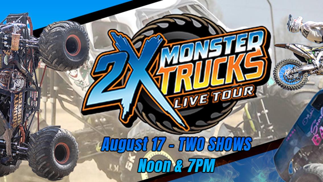 2X Monster Trucks at Tulsa Speedway on Saturday August 17th!