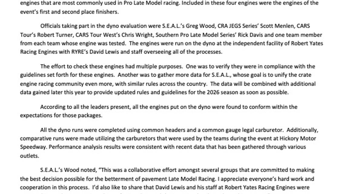Sealed Engine Alliance Leaders (S.E.A.L.) Gather for Dyno Review of Crate Engine Packages