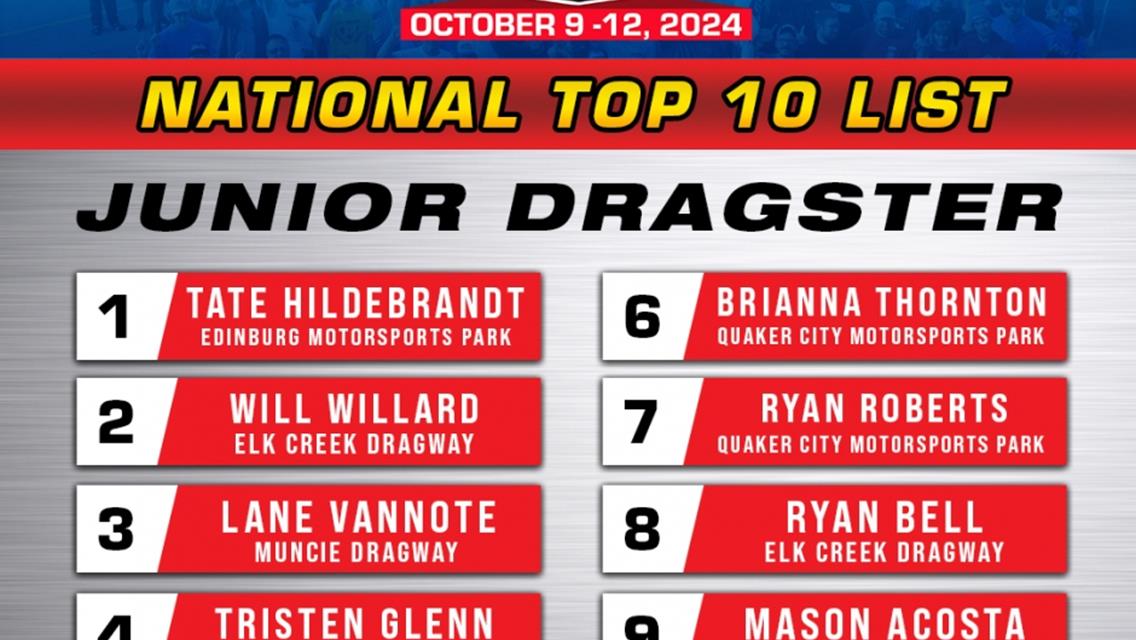 Talented Group Comprises IHRA Summit SuperSeries Junior Dragster National Top 10 List