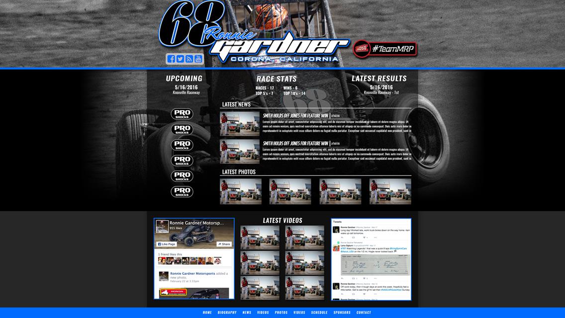 MyRacePass Creates Pro Platinum Package for Ronnie Gardner