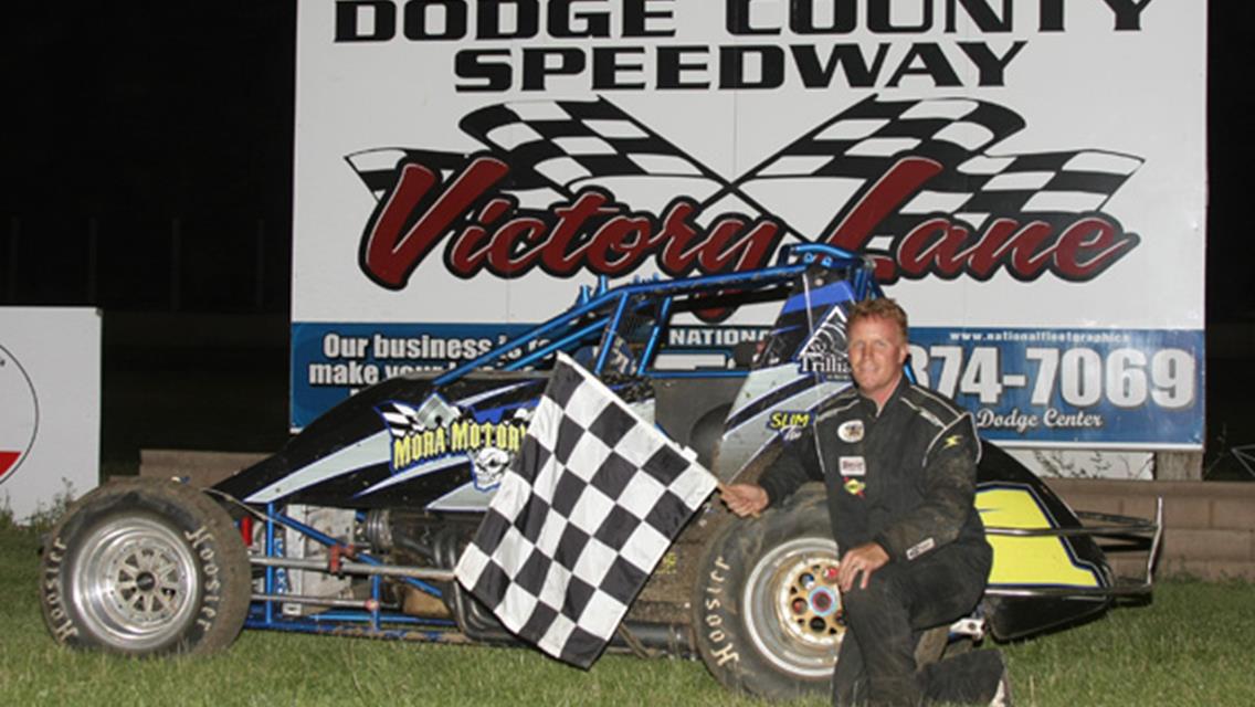 Jeff Pellersels in victory lane at the Dodge County Speedway on Sunday night May 27.