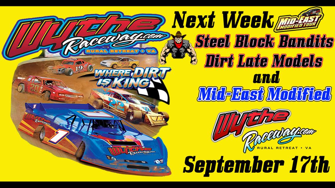 Wythe Raceway Rained Out September 10 All racing cancelled