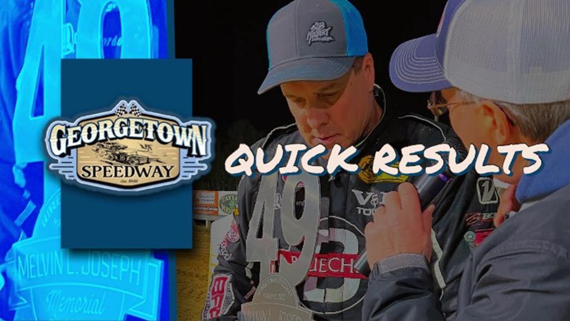 MELVIN L. JOSEPH MEMORIAL RESULTS SUMMARY â€“ GEORGETOWN SPEEDWAY FRIDAY, MARCH 11
