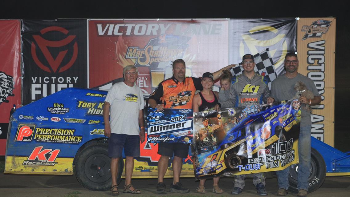 Ward gets 100th IMCA Modified win at Marshalltown Speedway, Reynolds, Carter, Dhondt, Raffurty, and Grady also see checkers