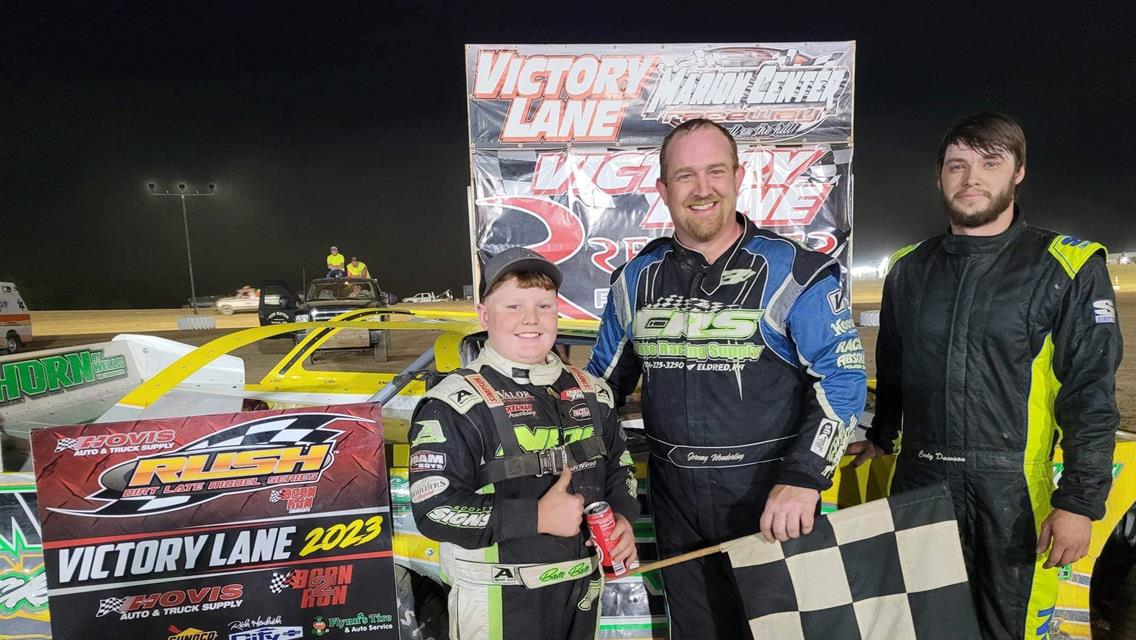 JEREMY WONDERLING WINS A THRILLER WITH A LAST LAP PASS IN 1ST EVER HOVIS RUSH LATE MODEL FLYNN’S TIRE TOURING SERIES EVENT AT MARION CENTER