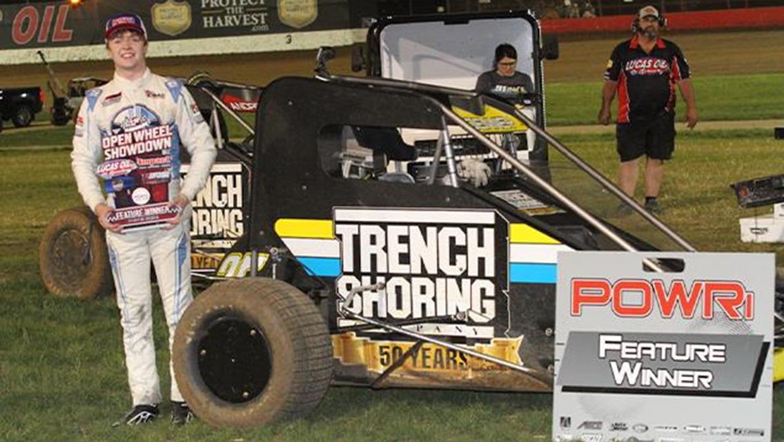 Jacob Denney Dominates Lucas Oil Speedway Feature Win with POWRi National &amp; West Midget Leagues