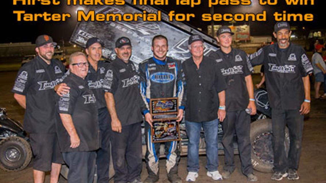 Hirst makes final lap pass to win Tarter Memorial for second Time