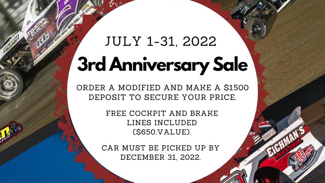 Shaw Race Cars 3rd Anniversary Sale Set for July 1-31, 2022