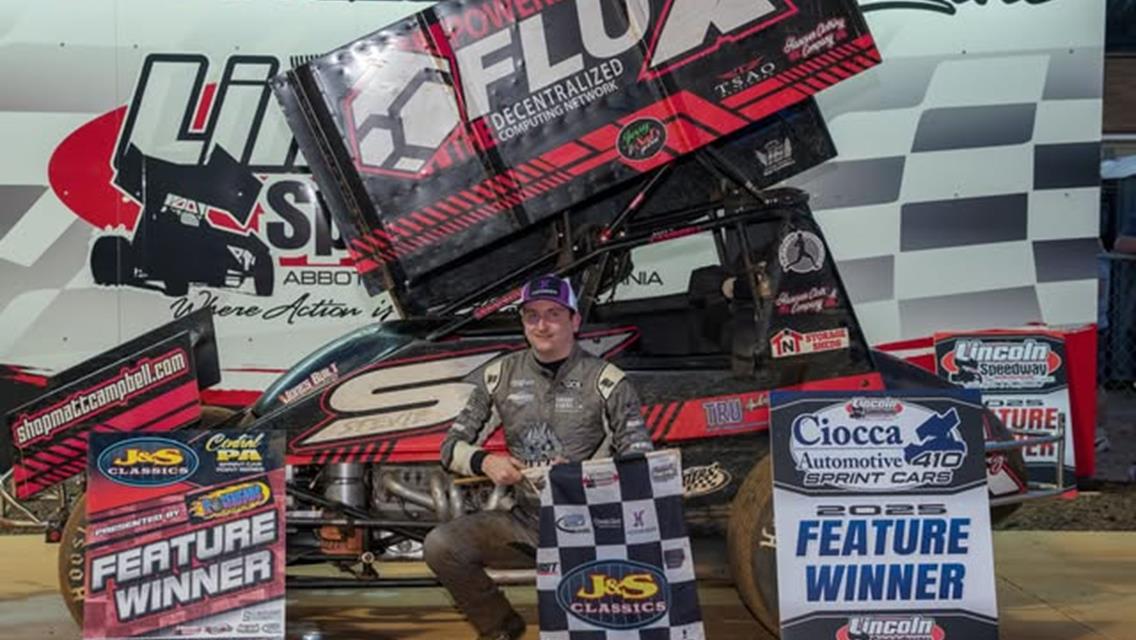 CAMPBELL CLAIMS VICTORY IN THRILLING 30-LAP FEATURE AT LINCOLN SPEEDWAY; Wilbur Dominates Season Opener for Wingless Super Sportsman