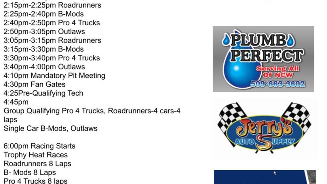 May 14th Outlaw Oval Night Info &amp; Schedule