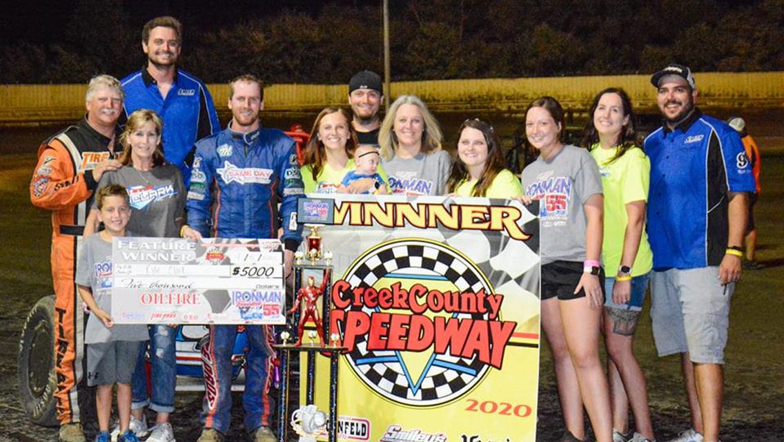Kyle Clark Wins The Oil Fire Whiskey Iron Man 55 At Creek County Speedway