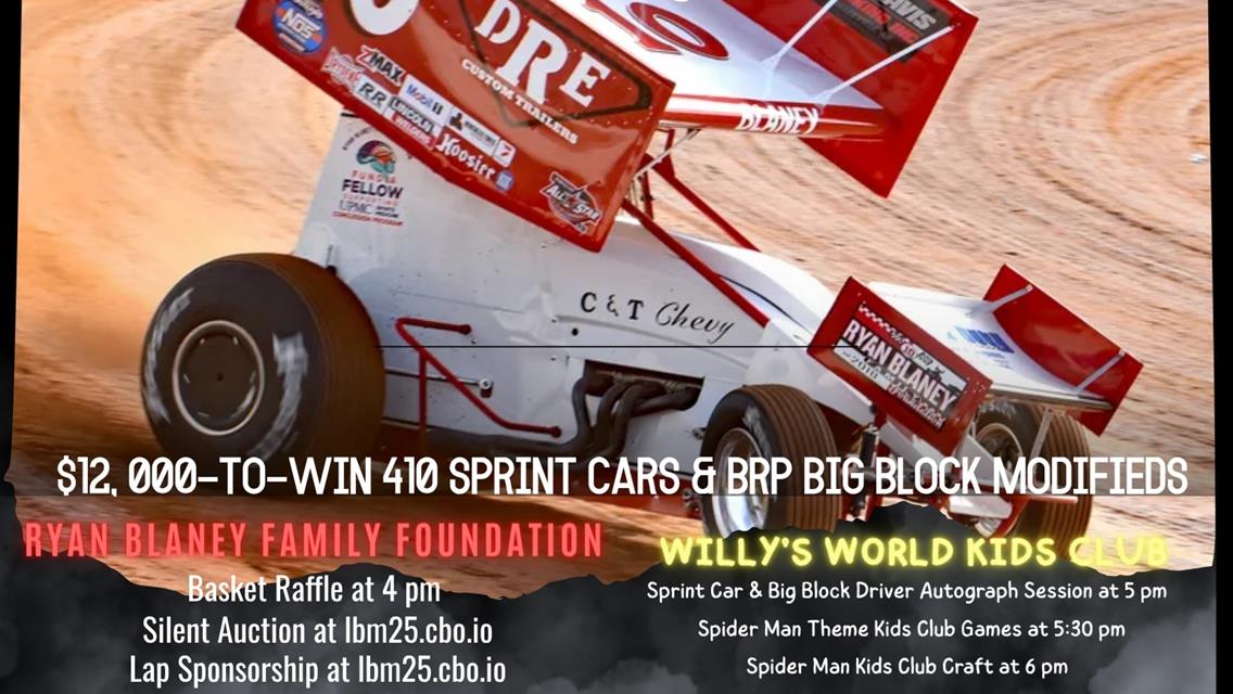 17TH ANNUAL "LOU BLANEY MEMORIAL" SATURDAY AT SHARON; $12,000 TO-WIN FOR "410" SPRINTS PLUS BRP MOD TOUR; BONUSES, FAN GIVEAWAYS, ACTIVITIES & MORE