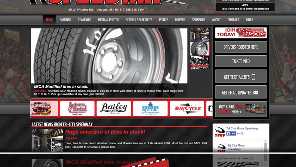 Driver Websites Creates New Website for Tri-City Motor Speedway