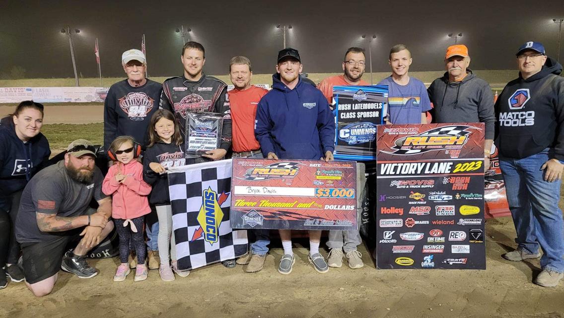 BRYCE DAVIS ENDS A NEAR 6-YEAR FLYNN’S TIRE TOURING SERIES WINLESS DROUGHT WITH $3,000 HOVIS RUSH LATE MODEL VICTORY AT GENESEE TO BECOME 6TH DIFFEREN