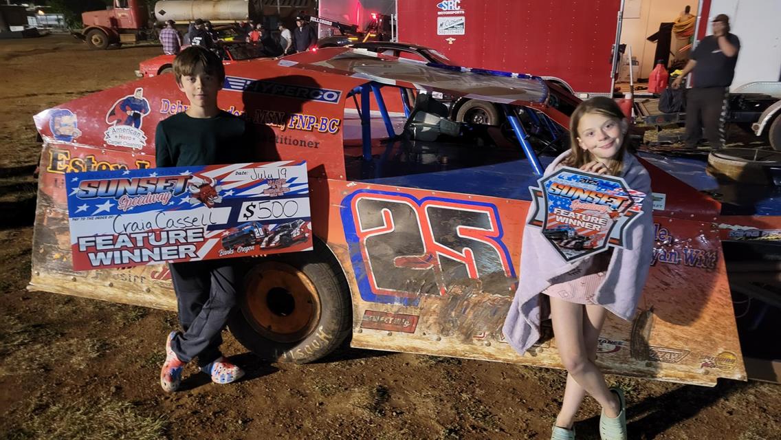 Craig Cassell grabbed an IMCA Modified win at Sunset Speedway Park on Saturday, July 19.