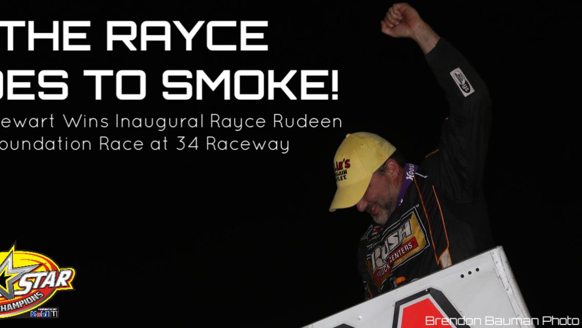 Tony Stewart outruns Rico Abreu and Christopher Bell to score inaugural Rayce Rudeen Foundation Race victory at 34 Raceway