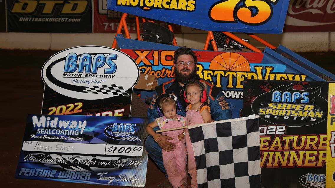 Edkin Looks to Carry Momentum into Sportsman 100 with Midway Sealcoating Night Win at BAPS