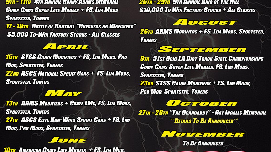 2023 Boothill Speedway Schedule Released