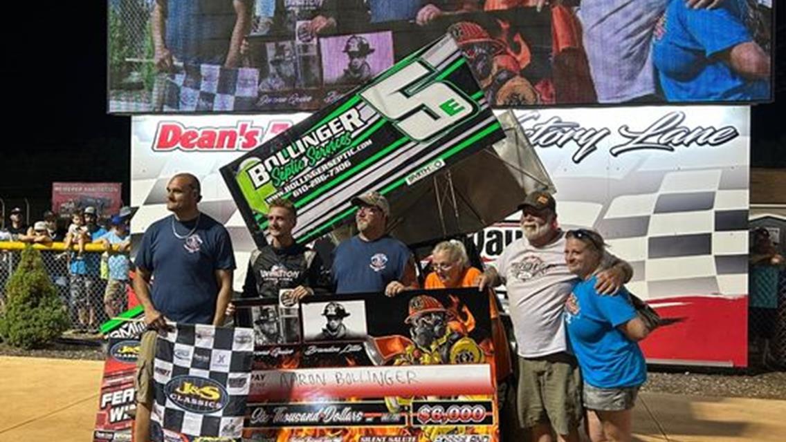 AARON BOLLINGER CHARGES TO SECOND CAREER 410 VICTORY; Frankie Herr Wins 358 Sprint Feature